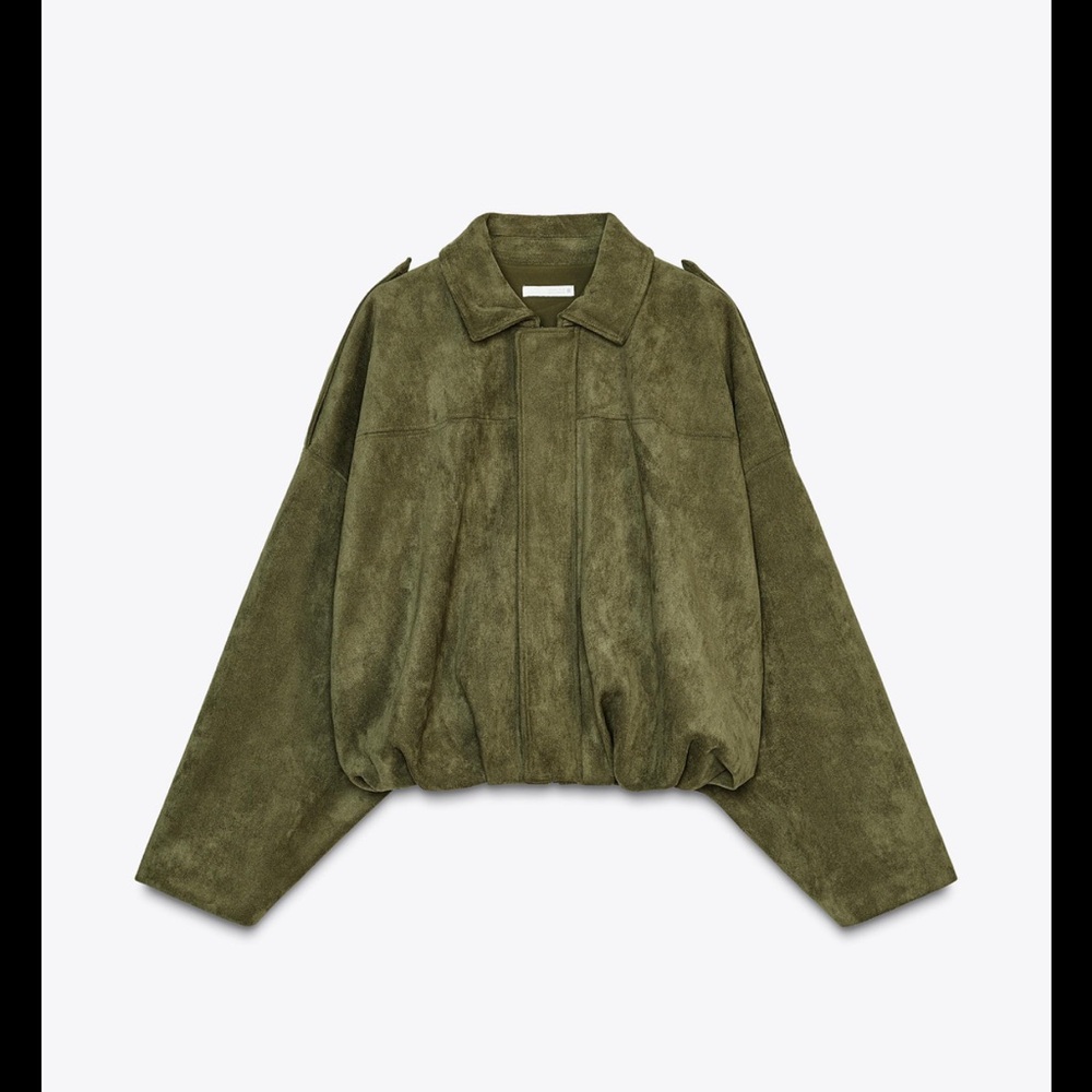 Suede Effect Zara Olive Green Women's Jacket
